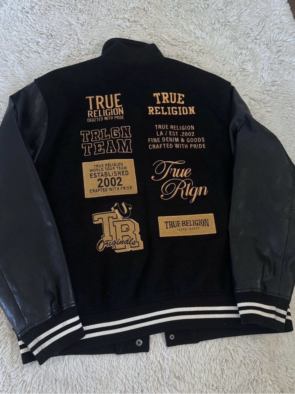 True Religion Black Jacket with Gold Logos